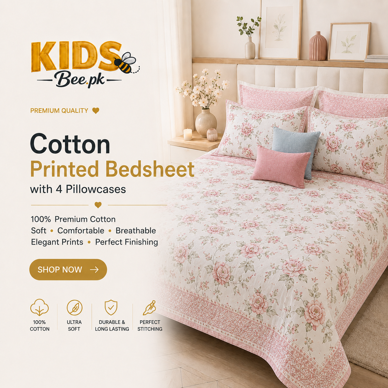 4 Pillowcase Bedsheet