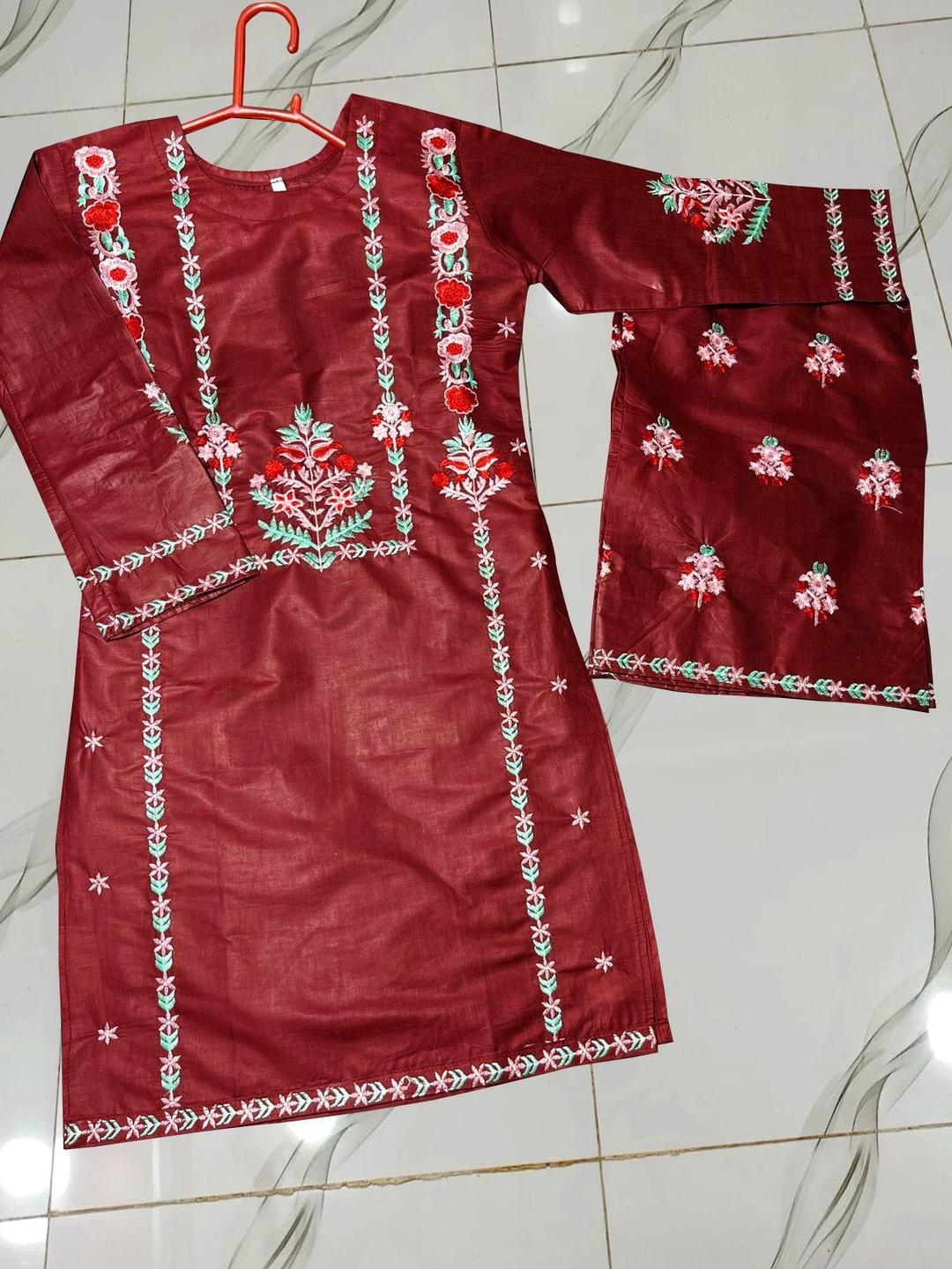 Girls Turquoise Embroidered Kurta Garara Set | Kids Cotton Party Wear 2Pcs