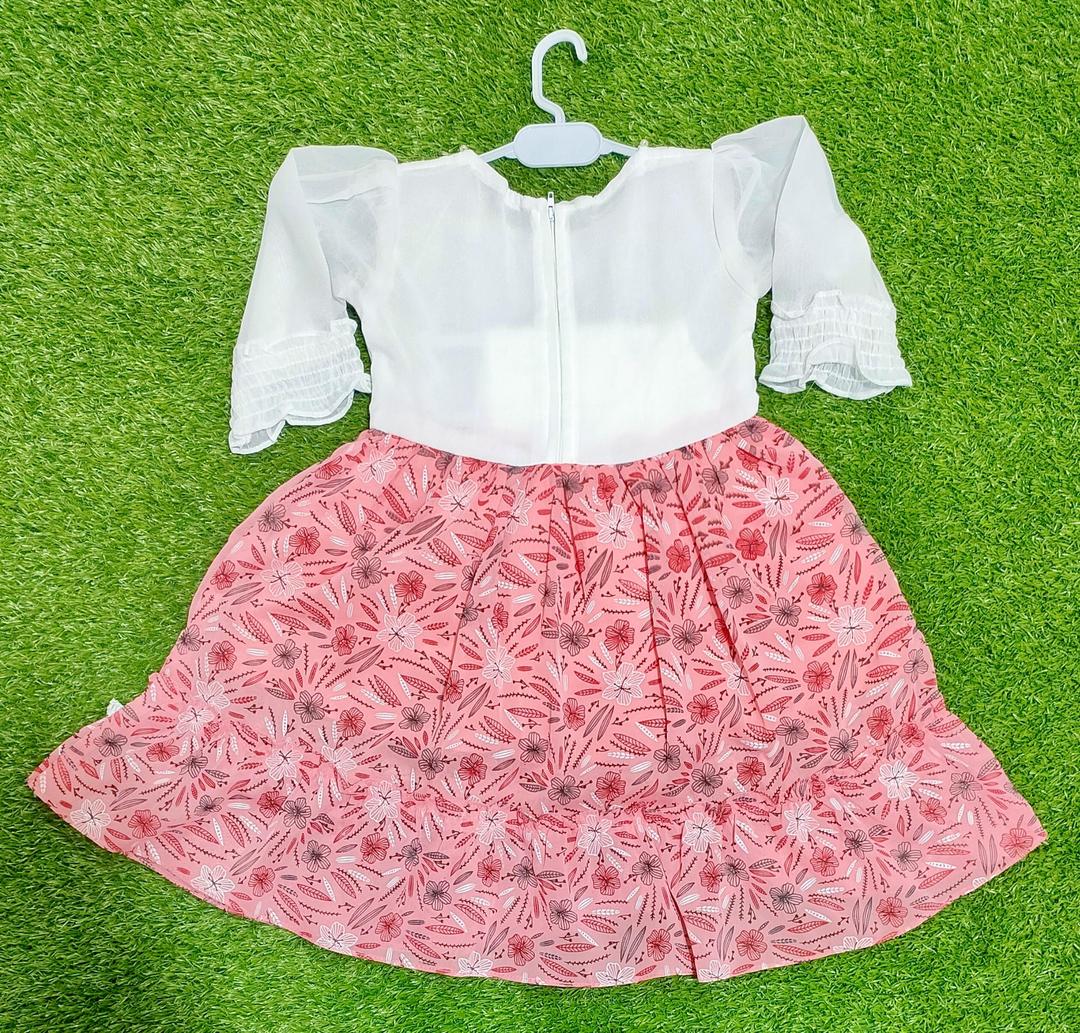 Girls Chiffon Printed Frock & Trouser Set – 2 Pcs Kids Party Wear Dress (1–6 Years)