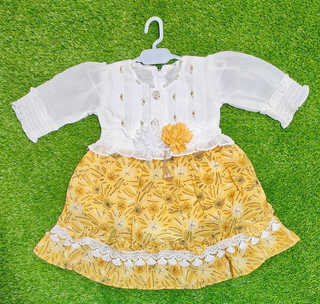 Girls Chiffon Printed Frock & Trouser Set – 2 Pcs Kids Party Wear Dress (1–6Years)