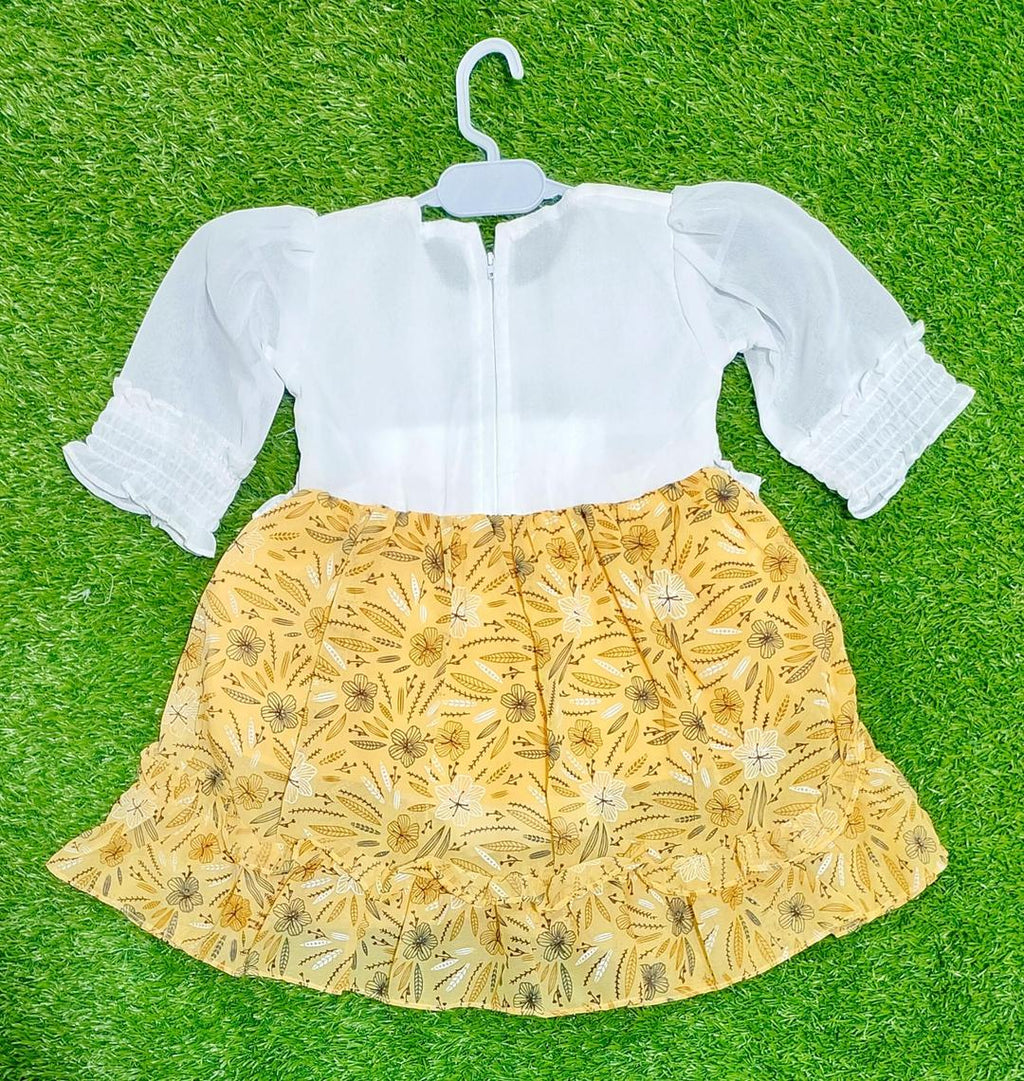 Girls Chiffon Printed Frock & Trouser Set – 2 Pcs Kids Party Wear Dress (1–6Years)