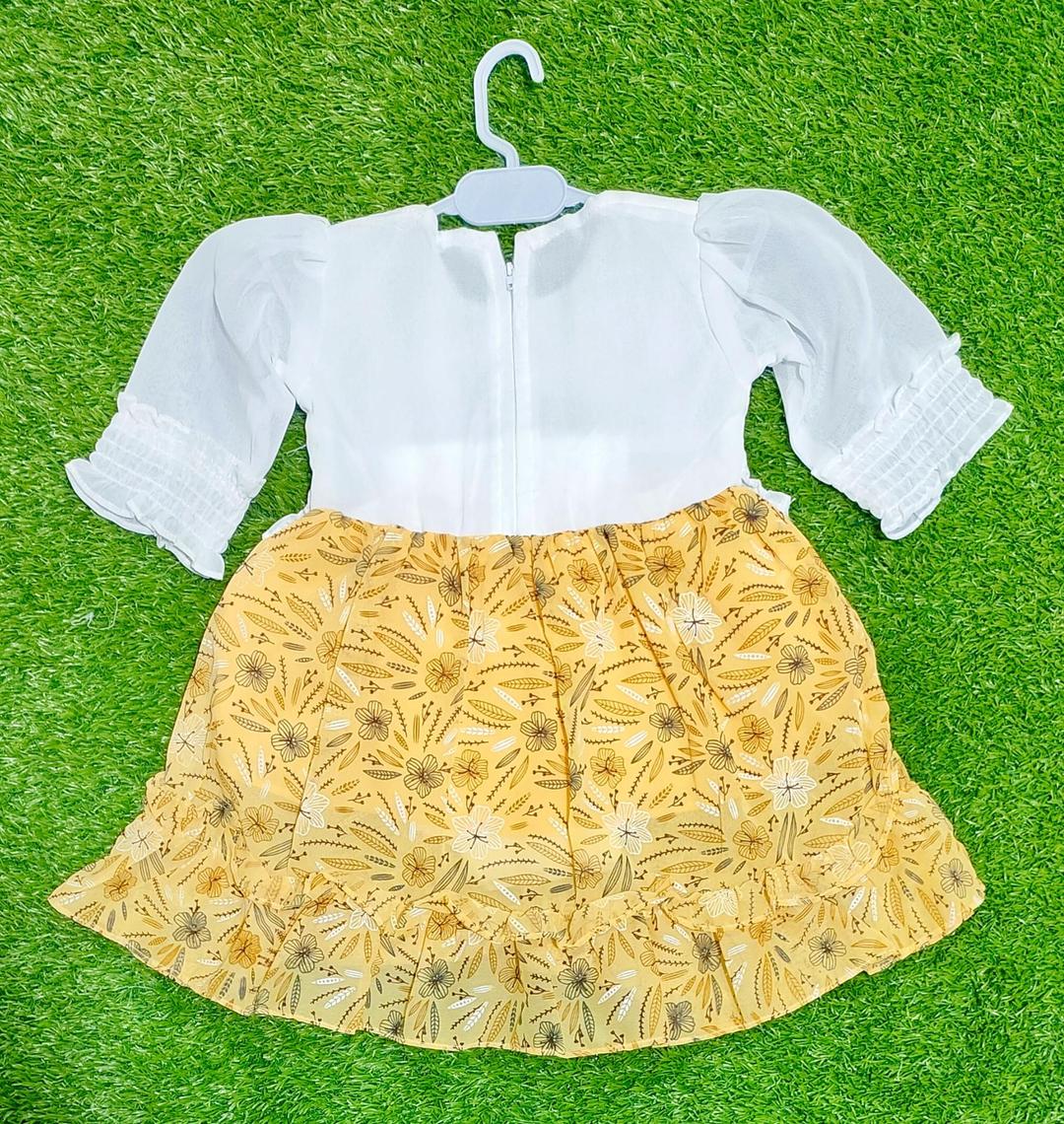 Girls Chiffon Printed Frock & Trouser Set – 2 Pcs Kids Party Wear Dress (1–6Years)