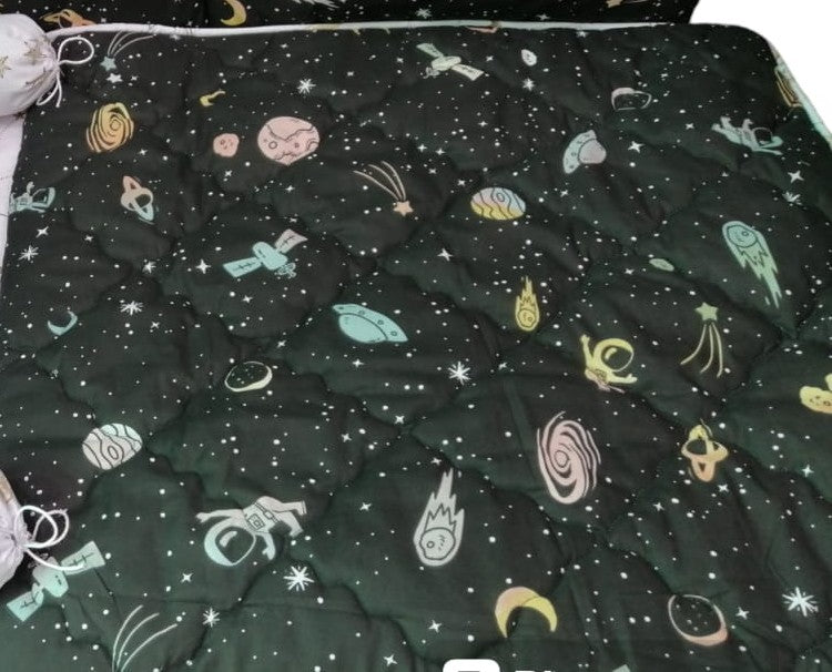 CS-112 : Black Galaxy Baby Cot Set 6 Pcs