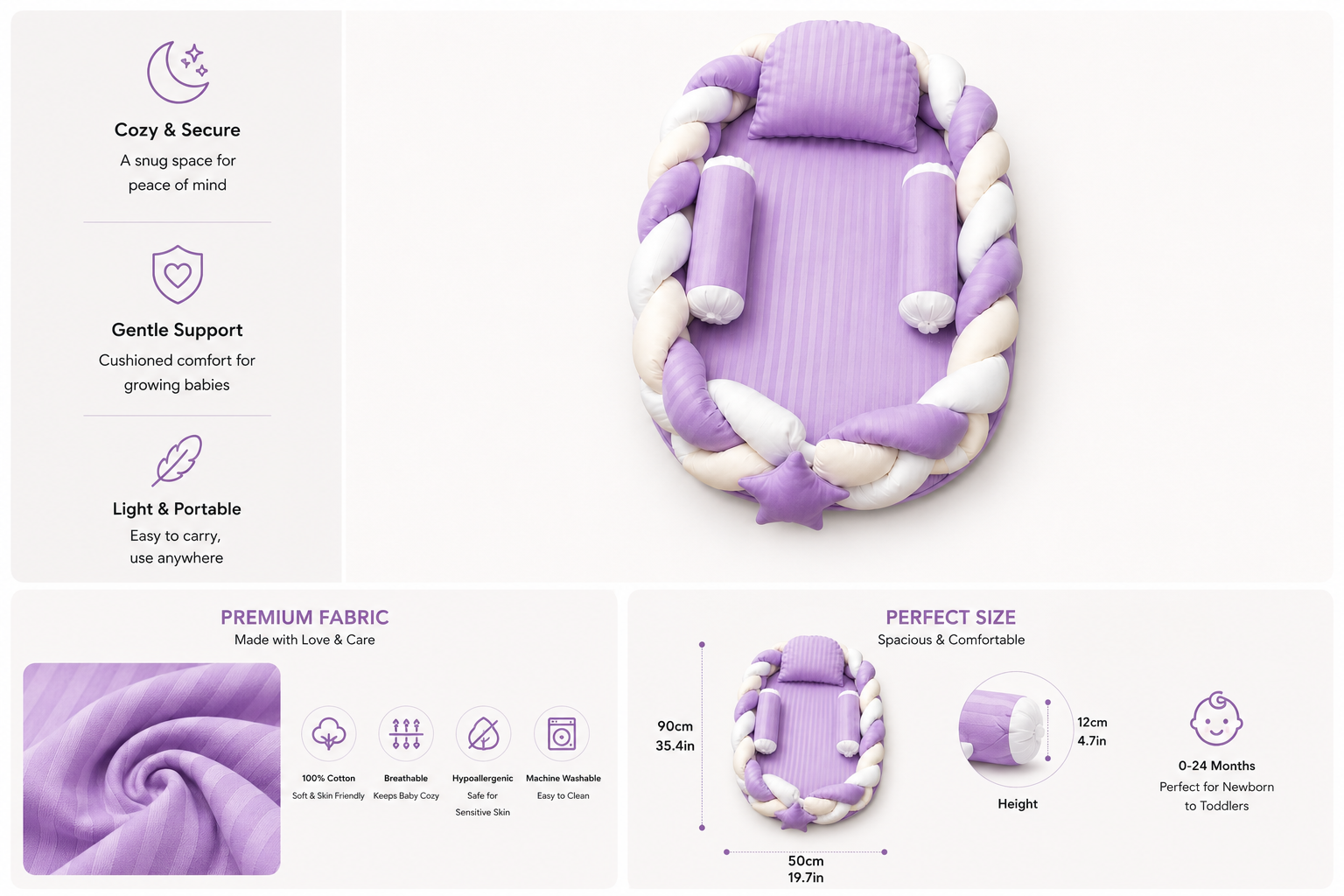 Infant Baby Nest Pod | Comfortable Cotton Sleeping Lounger