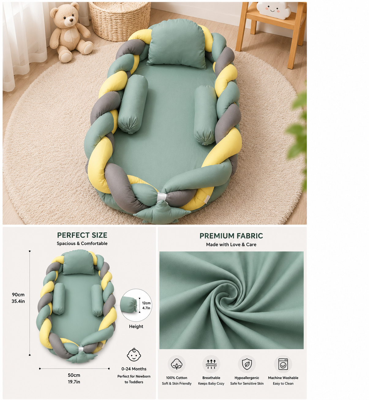 Braided Baby Sleeping Nest | Cozy Infant Bed