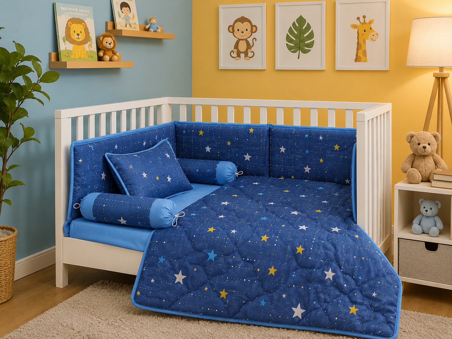 BCS-3217 : Soft Valvet Baby Cot Bedding Set