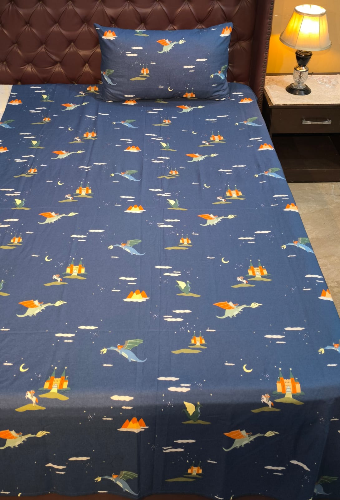 Kids Fantasy Dragon Printed Bedsheet Set