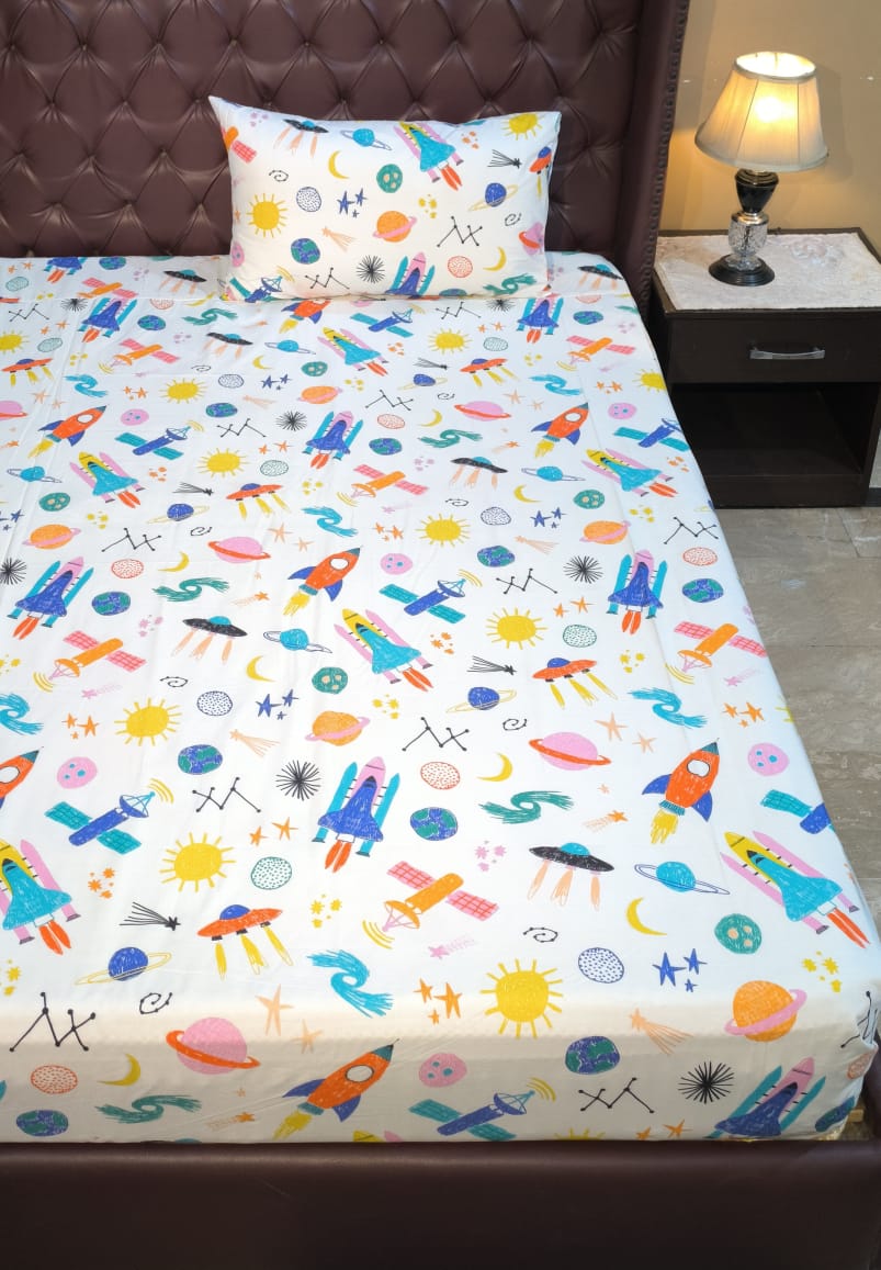 Kids Space Rocket Bedsheet Set