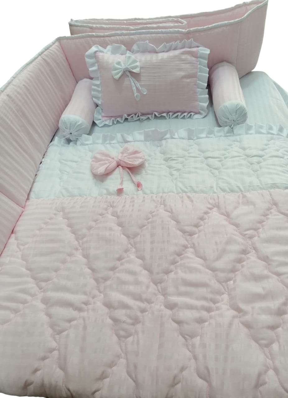 CS-413: Light Pink Braided BabyCot Set
