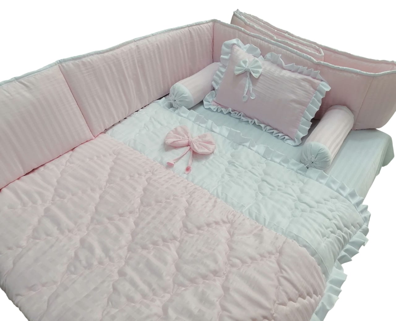 CS-413: Light Pink Braided BabyCot Set