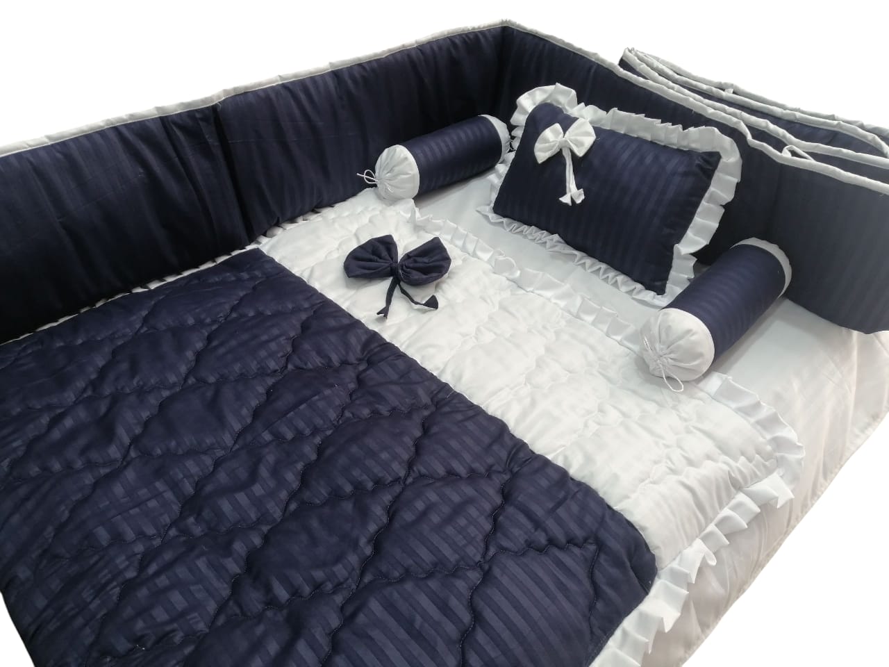 CS-415: Blue Braided Baby Cot Set