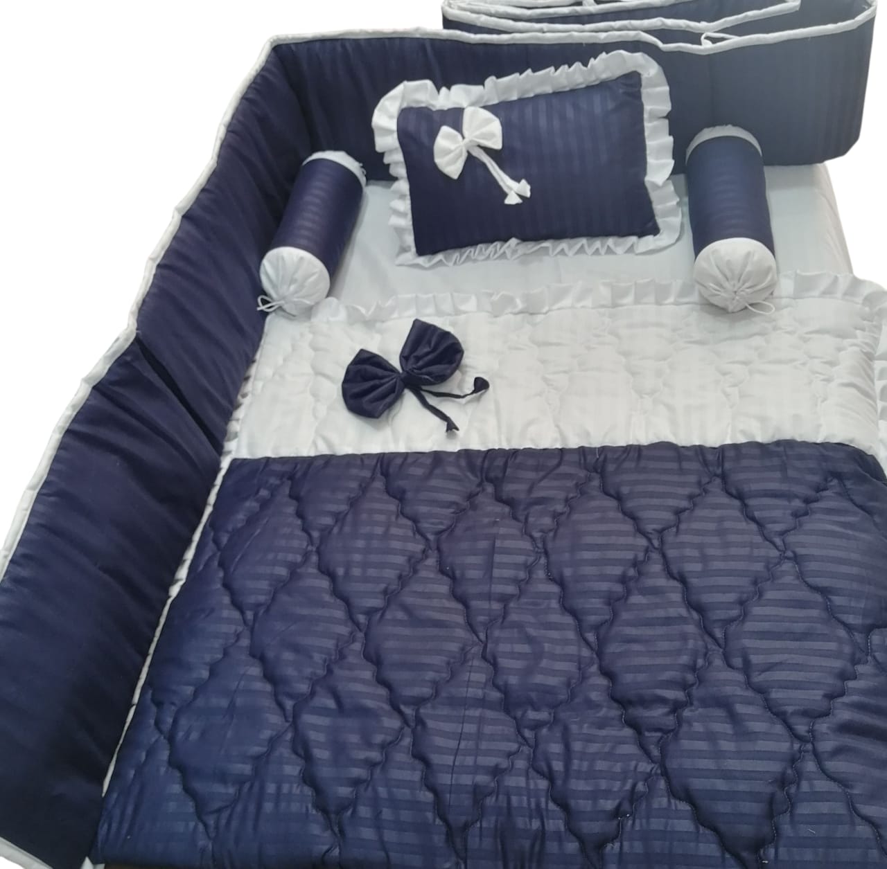 CS-415: Blue Braided Baby Cot Set