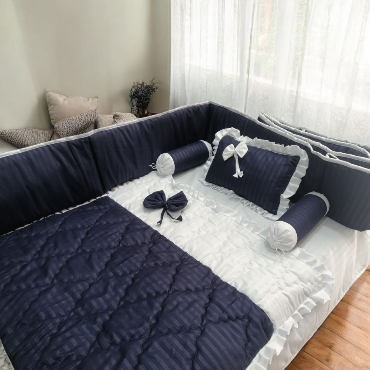 CS-415: Blue Braided Baby Cot Set