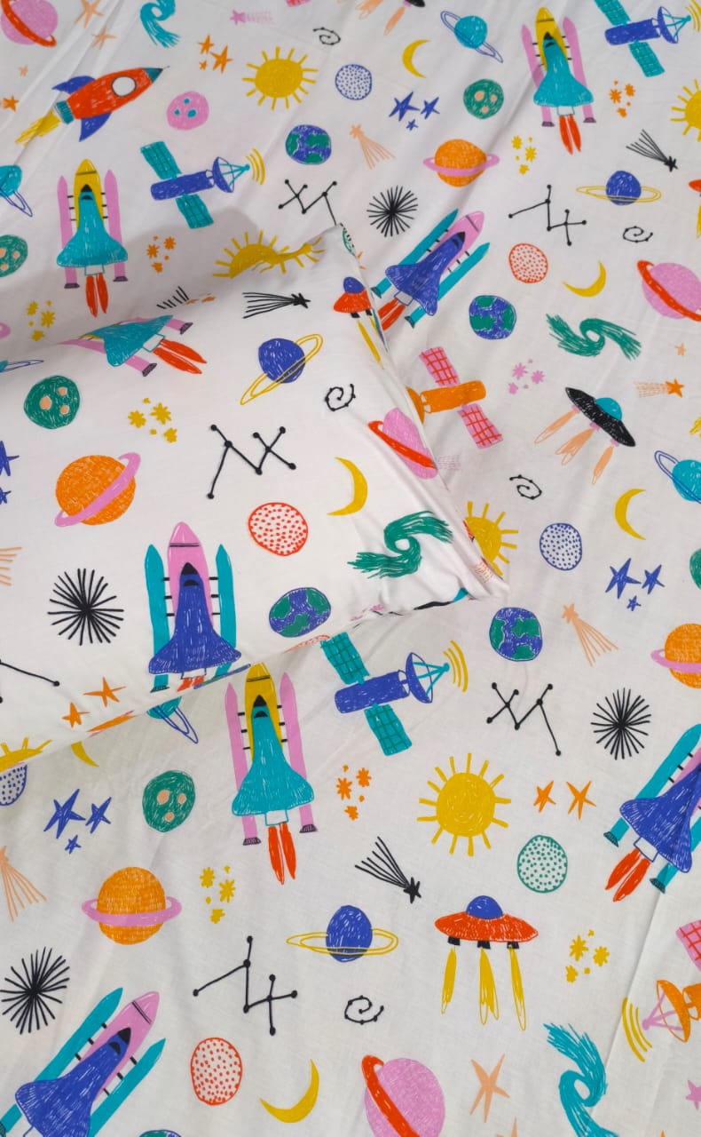 Kids Space Rocket Bedsheet Set