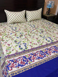 CBS-4204 White Floral Printed Bedsheet with Decorative Border & Pillow Covers