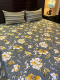 CBS 4205 Elegant Grey Floral Bedsheet Set – Ultra Soft Fabric