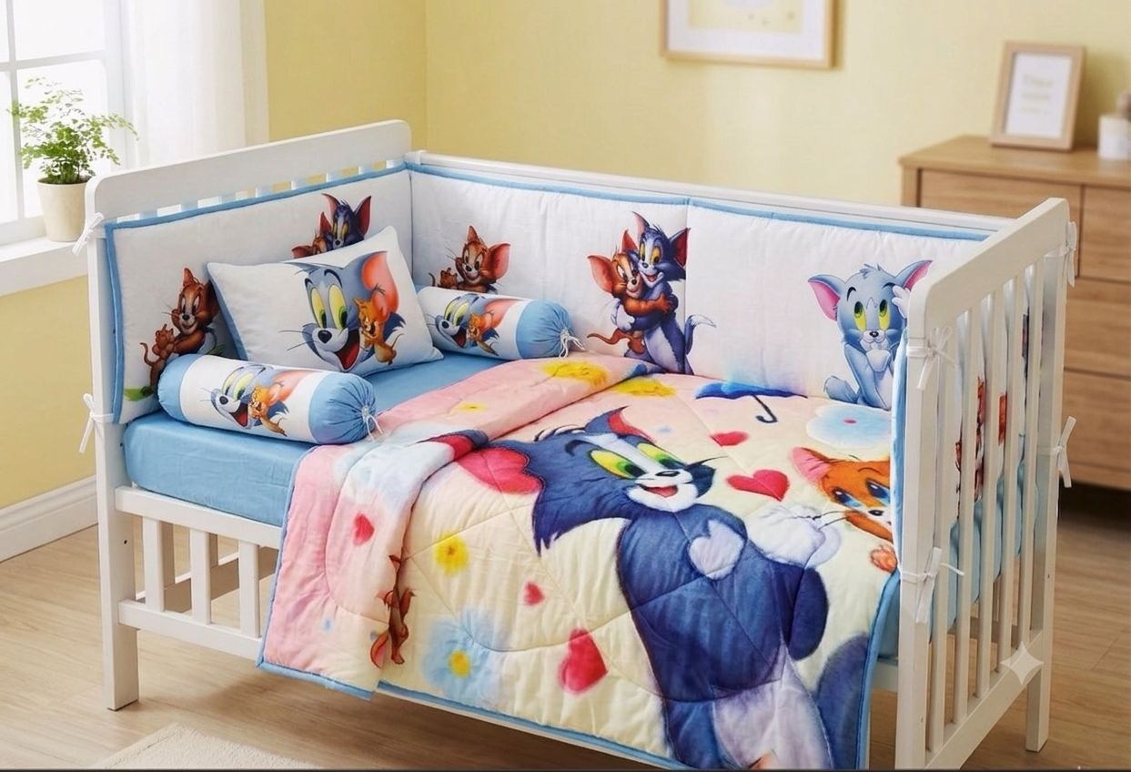 BCS-3211 : Soft Valvet Baby Cot Bedding Set