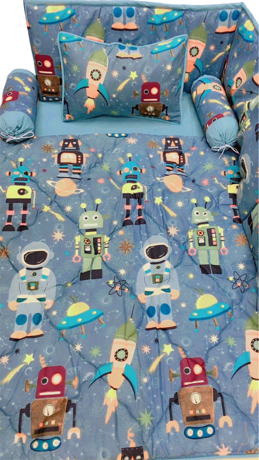 CS-145 :Printed Robort Baby Cot Set 6 Pcs